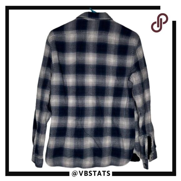 John Varvatos Medium Instulated Flannel Blue/White Plaid Shacket - Picture 2 of 6